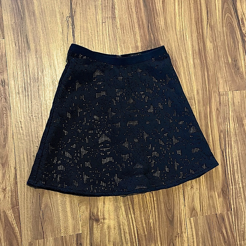 Ann Taylor 4 Petite Black Lace Flounce Skirt